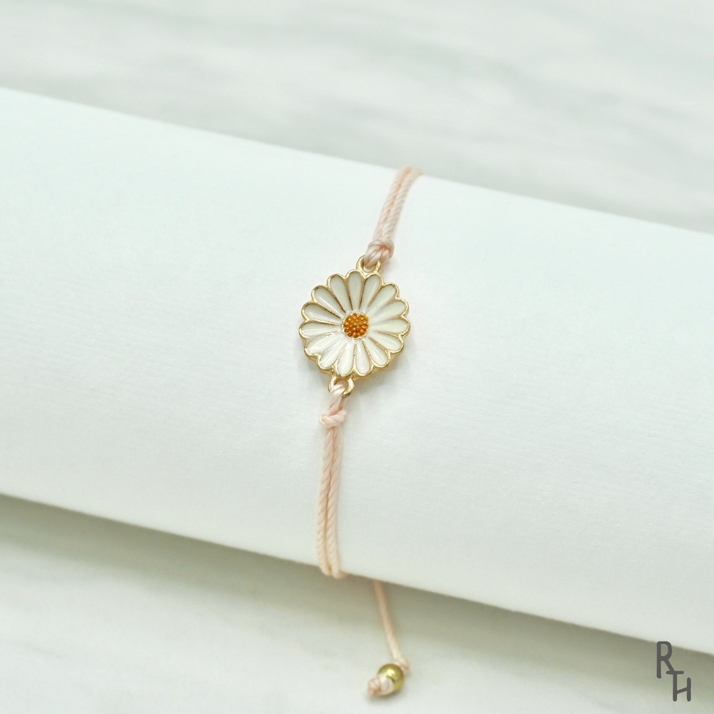 Pink Adjustable Daisy Bracelet